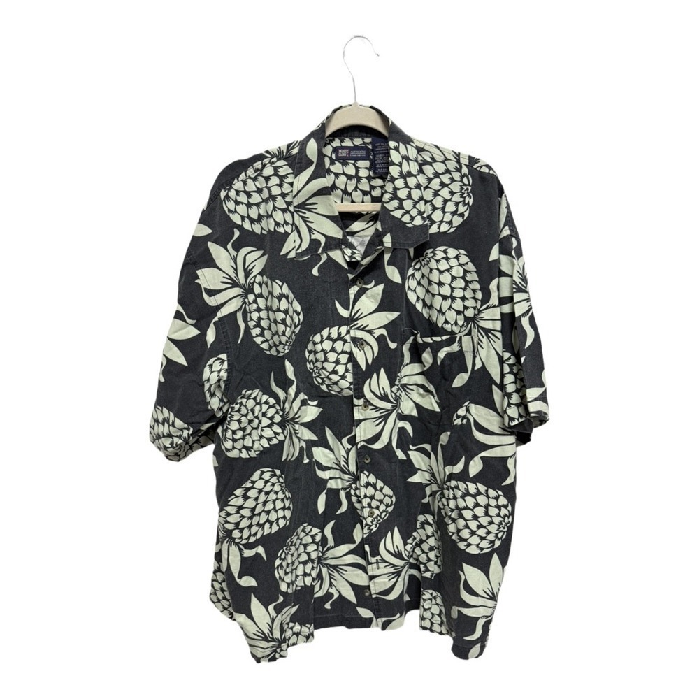 Vintage Hawaiian 100% Cotton Button Up Luau Cruise Vacation Pineapple Size 2XL